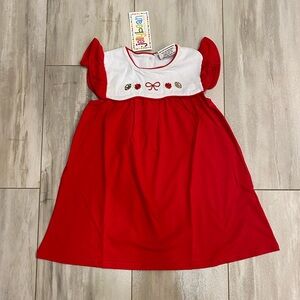 NWT Jellybean by Smock Candy Red Embroidered Football Team Spirit Dress, size 3